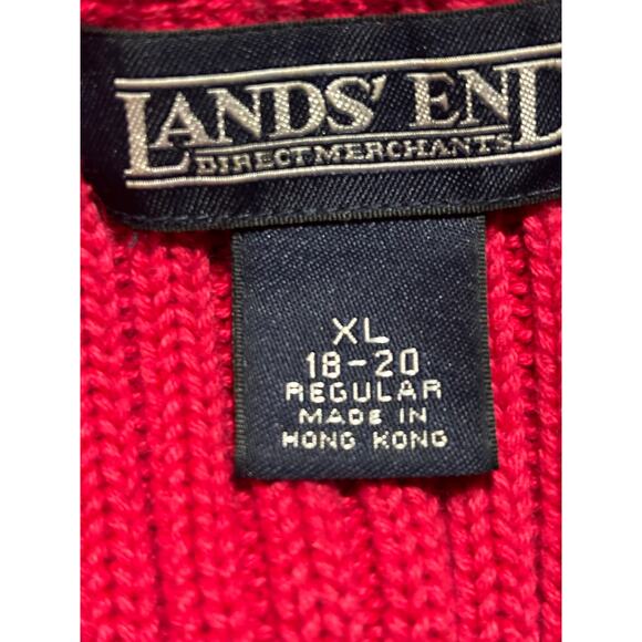 Lands End quarter zip cotton cable sweater, cozy, cabincore, classic, preppy - Picture 5 of 6
